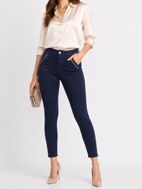 Express Women's Navy Ankle Legging Jeans Size 0R Mid Rise Stretch